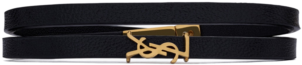 women-saint-laurent-black-calfskin-bracelet-with-brass-logo-double-rings-for-women-745602-bl-40-j1000