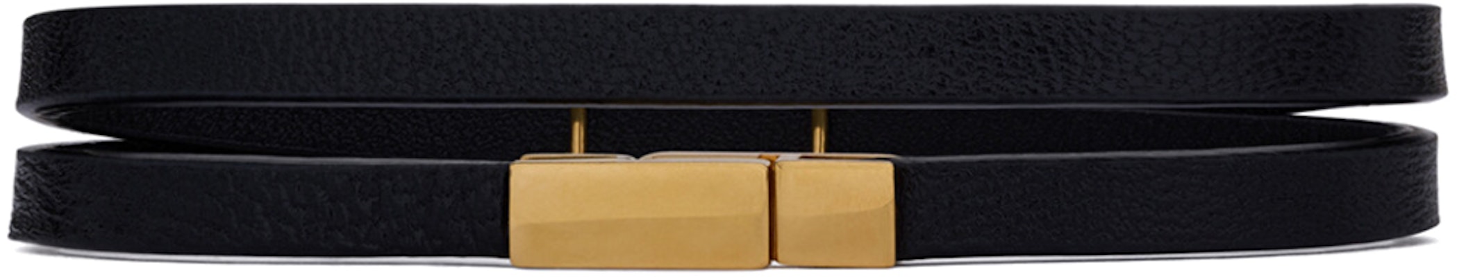 (W) 생로랑 블랙 송아지가죽 여성용 브라스 로고 더블링 팔찌. 745602BL40J1000 Lookbook (W) 생로랑 블랙 송아지가죽 여성용 브라스 로고 더블링 팔찌. 745602BL40J1000