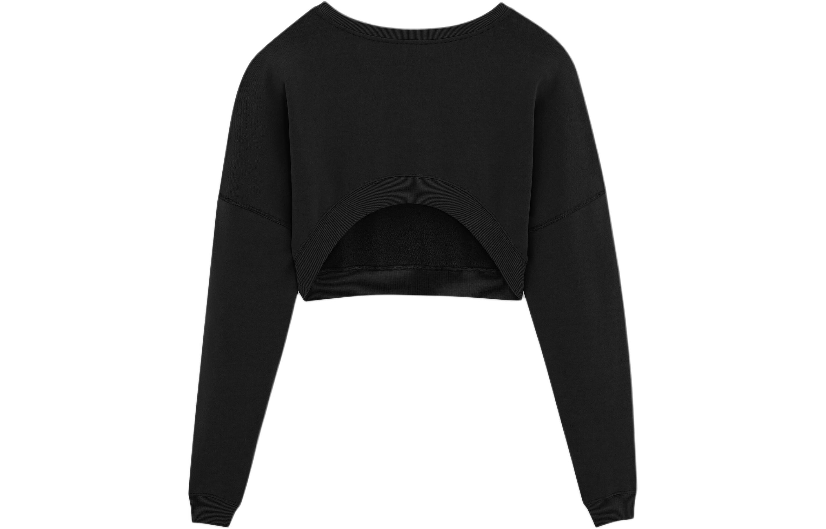 (Women) Saint Laurent Black Crewneck Cropped Casual Sweatshirt SS24 770879Y36SW1000