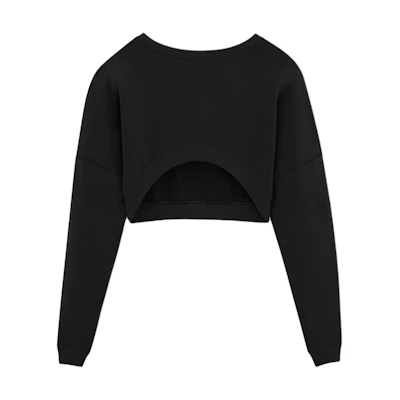 (Women) Saint Laurent Black Crewneck Cropped Casual Sweatshirt SS24 770879Y36SW1000