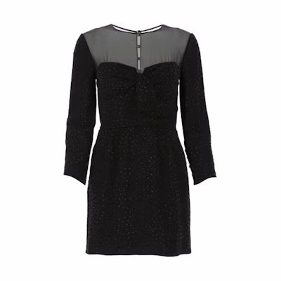 (Women) SAINT LAURENT Black Crystal Embellished A-Line Skirt. 632457Y103W1000