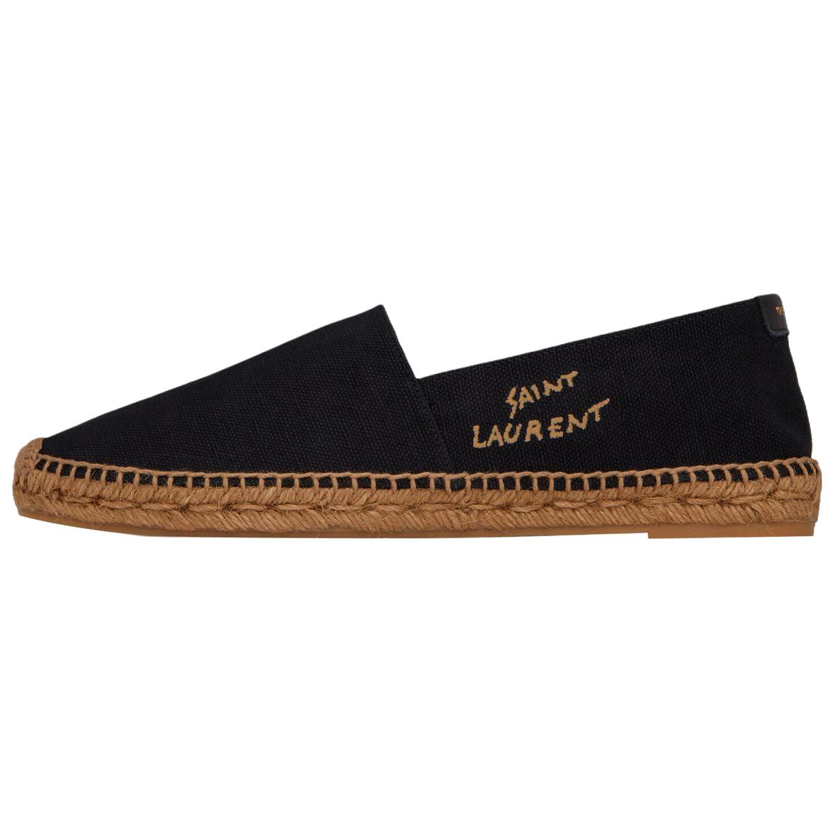 (Women) Saint Laurent Black Embroidered Canvas Espadrilles Casual Shoes 6059561P2101000