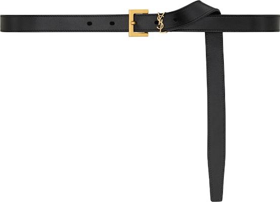 (Women) Saint Laurent Black Leather Belt for Women, Solid Design, 2CM Wide Buckle. 782076AABQU1000 Order (Women) Saint Laurent Black Leather Belt for Women, Solid Design, 2CM Wide Buckle. 782076AABQU1000