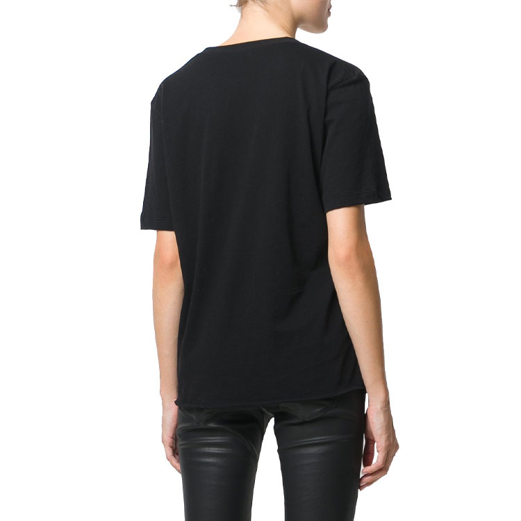 Purchase (W) 생로랑 블랙 로고 크루넥 티셔츠 480335YB2IS9787