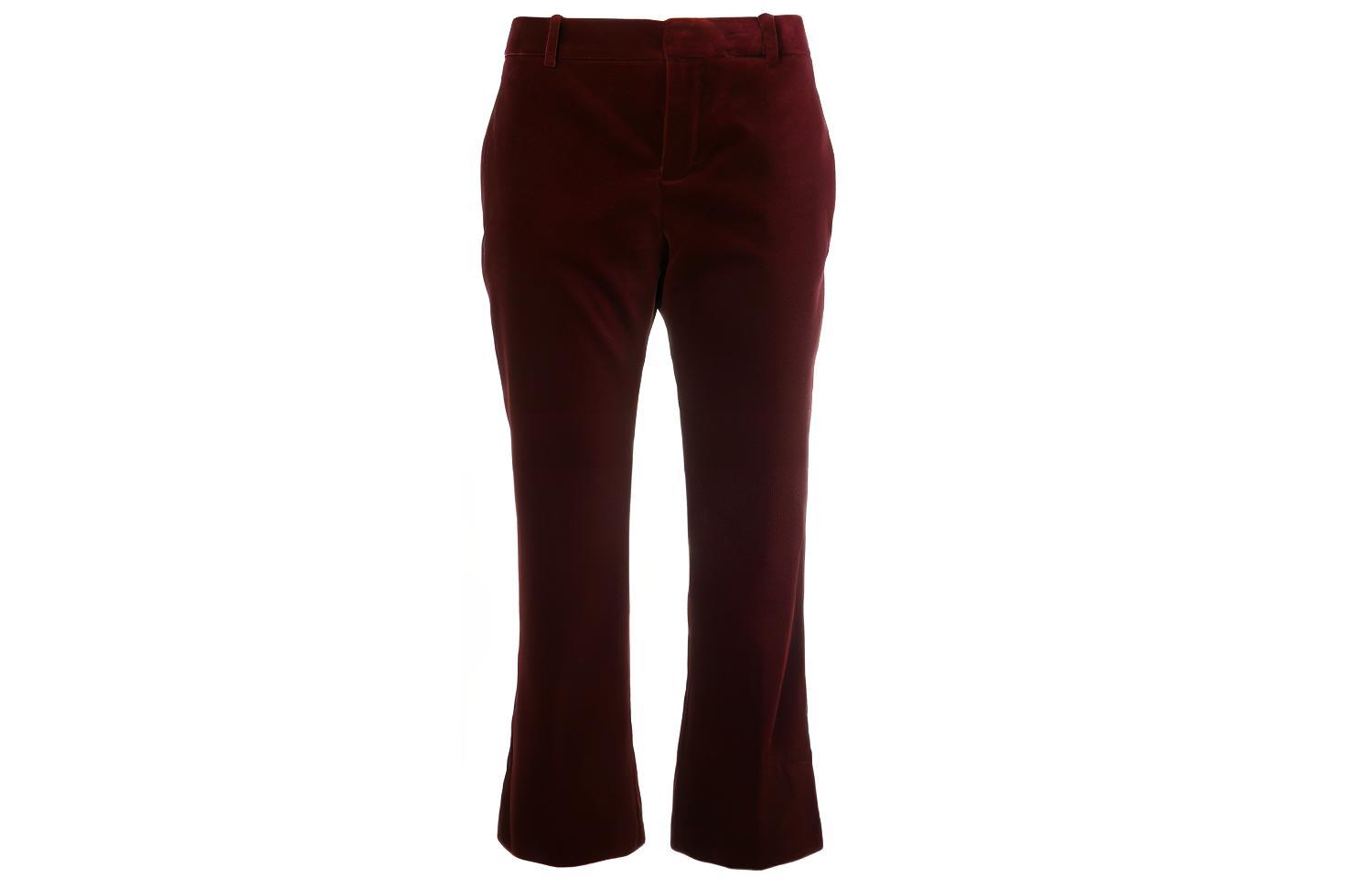 (Women) SAINT LAURENT Black Red Slim-Fit Cropped Casual Pants with Belt Loop 532917Y615W6166