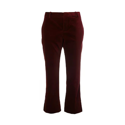 (Women) SAINT LAURENT Black Red Slim-Fit Cropped Casual Pants with Belt Loop 532917Y615W6166
