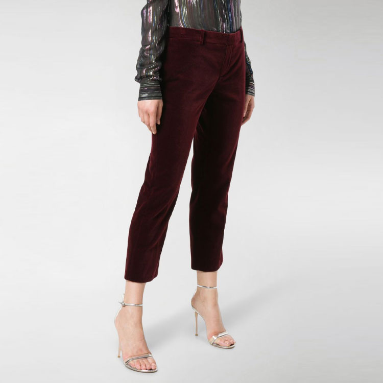 Shop (W) SAINT LAURENT Pantalones Casuales Negros Rojos Slim-Fit Cortos con Presillas 532917Y615W6166