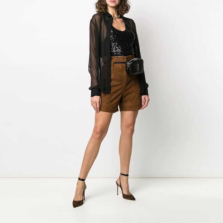 Lookbook (W) SAINT LAURENT Hitam Sequin Tanpa Lengan Pullover Tank Top 615505YBOK24240