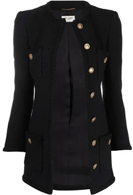 (W) 聖羅蘭黑色蝴蝶結細節鈕扣外套 668517Y7D281000 Buy (W) 聖羅蘭黑色蝴蝶結細節鈕扣外套 668517Y7D281000