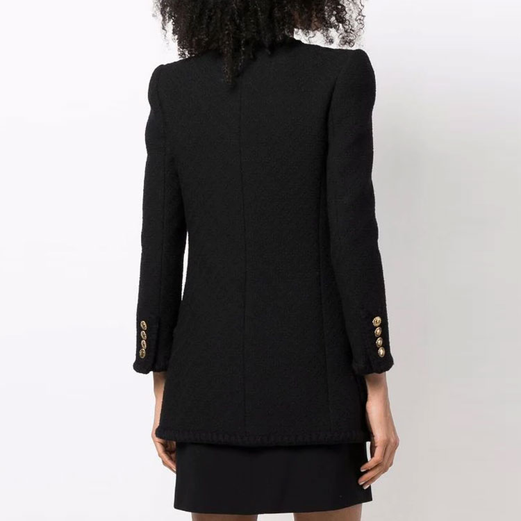 Purchase (W) 聖羅蘭黑色蝴蝶結細節鈕扣外套 668517Y7D281000