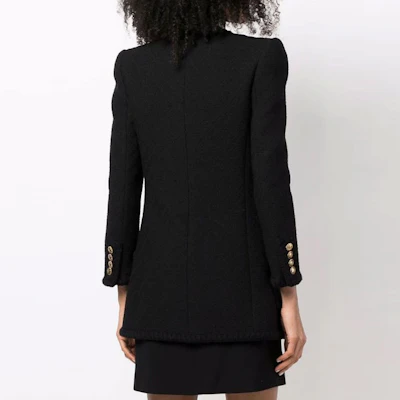 (W) 聖羅蘭黑色蝴蝶結細節鈕扣外套 668517Y7D281000 Purchase (W) 聖羅蘭黑色蝴蝶結細節鈕扣外套 668517Y7D281000