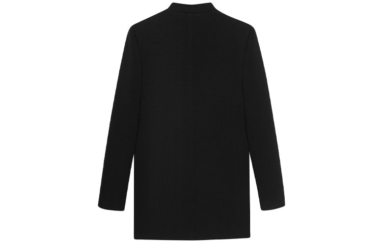 Lookbook (Women) Saint Laurent Black Solid Buttoned Long Sleeve Straight Dress 658317Y288V1000