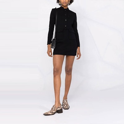 (Women) Saint Laurent Black Solid Buttoned Long Sleeve Straight Dress 658317Y288V1000 Shop (Women) Saint Laurent Black Solid Buttoned Long Sleeve Straight Dress 658317Y288V1000