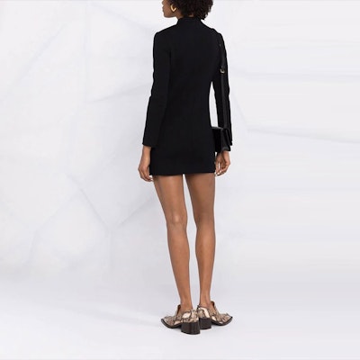 (Women) Saint Laurent Black Solid Buttoned Long Sleeve Straight Dress 658317Y288V1000 Purchase (Women) Saint Laurent Black Solid Buttoned Long Sleeve Straight Dress 658317Y288V1000