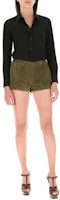 Shop (Women) Saint Laurent Black Solid Crepe Long Sleeve Shirt 395733Y100W1000