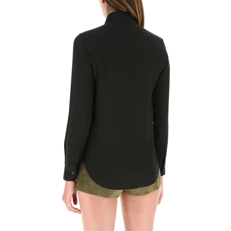 Purchase (W) 聖羅蘭黑色長袖純色綢緞襯衫 395733Y100W1000