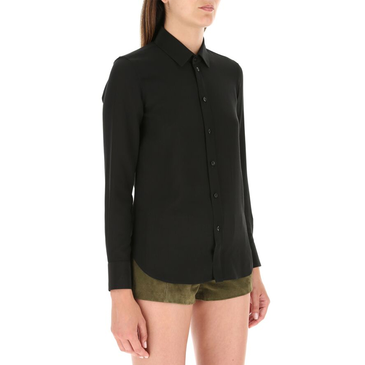 Details for (W) 聖羅蘭黑色長袖純色綢緞襯衫 395733Y100W1000