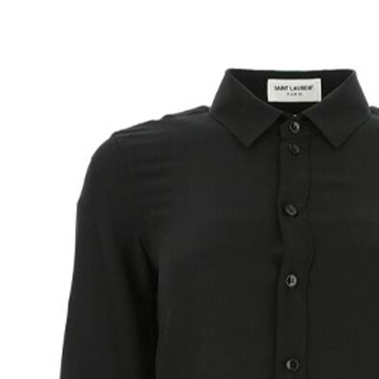 Sizing (W) 聖羅蘭黑色長袖純色綢緞襯衫 395733Y100W1000