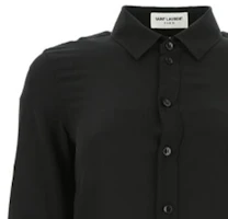 Sizing (Women) Saint Laurent Black Solid Crepe Long Sleeve Shirt 395733Y100W1000