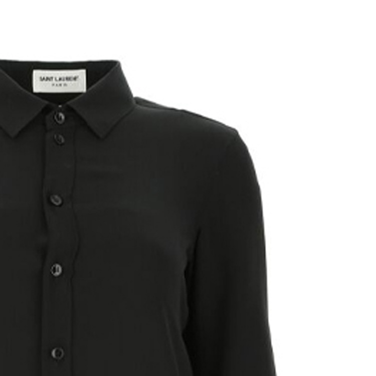 Cheap (W) 聖羅蘭黑色長袖純色綢緞襯衫 395733Y100W1000