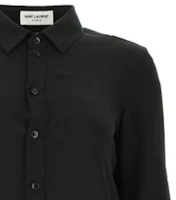 Cheap (Women) Saint Laurent Black Solid Crepe Long Sleeve Shirt 395733Y100W1000