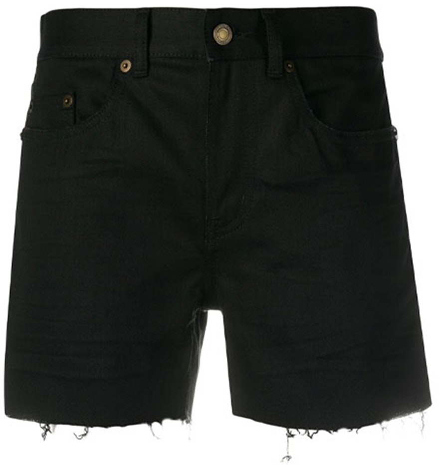 women-saint-laurent-black-stretch-denim-shorts-casual-style-622118-yo-5001080