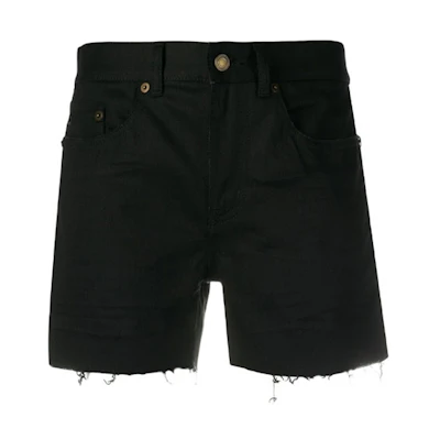 (Women) SAINT LAURENT Black Stretch Denim Shorts Casual Style 622118YO5001080