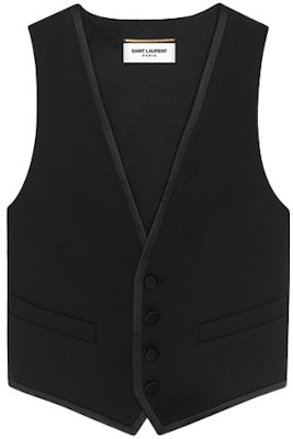 (W) SAINT LAURENT Blazer Hitam V-Leher Single-Breasted Tailcoat. 647510Y512W1000 Order (W) SAINT LAURENT Blazer Hitam V-Leher Single-Breasted Tailcoat. 647510Y512W1000