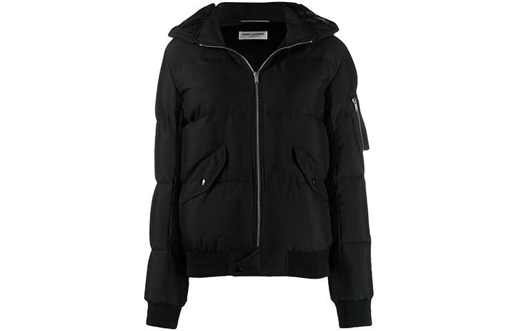 Order (W) SAINT LAURENT Chaqueta Negra Invierno Acolchada con Capucha y Cremallera. 587776Y983V1000