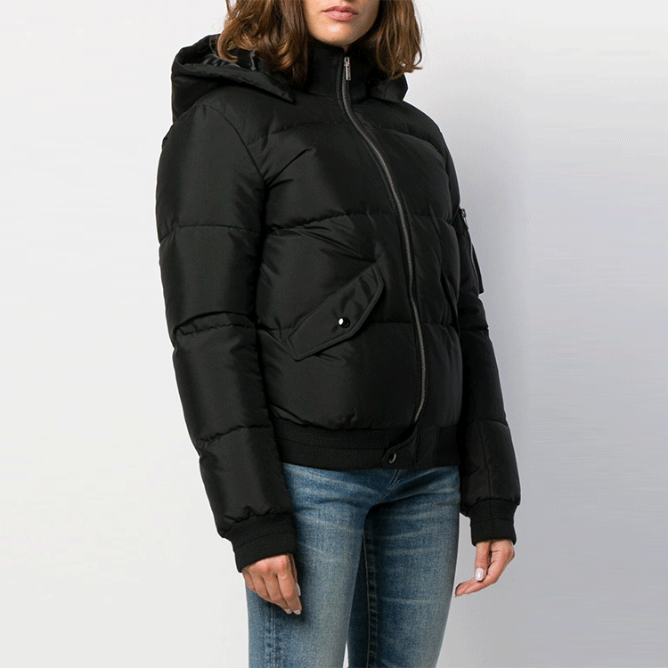 Shop (W) SAINT LAURENT Chaqueta Negra Invierno Acolchada con Capucha y Cremallera. 587776Y983V1000