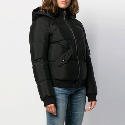 (W) 圣罗兰黑色冬季连帽羽绒夹克拉链外套. 587776Y983V1000 Shop (W) 圣罗兰黑色冬季连帽羽绒夹克拉链外套. 587776Y983V1000