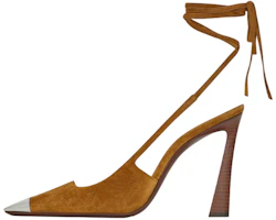 (Women) Saint Laurent Blade 'Brown Suede Pointed Toe Lace-Up Stilettos' 7314470LINN2537 (Women) Saint Laurent Blade 'Brown Suede Pointed Toe Lace-Up Stilettos' 7314470LINN2537