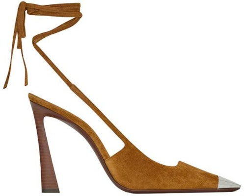 (Women) Saint Laurent Blade 'Brown Suede Pointed Toe Lace-Up Stilettos' 7314470LINN2537 Order (Women) Saint Laurent Blade 'Brown Suede Pointed Toe Lace-Up Stilettos' 7314470LINN2537