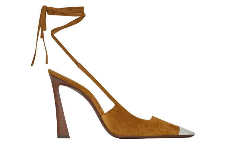 Order (Women) Saint Laurent Blade 'Brown Suede Pointed Toe Lace-Up Stilettos' 7314470LINN2537