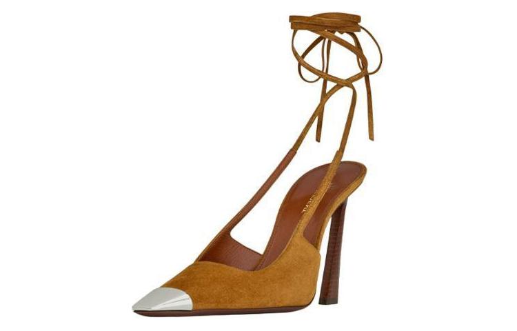 Lookbook (Women) Saint Laurent Blade 'Brown Suede Pointed Toe Lace-Up Stilettos' 7314470LINN2537