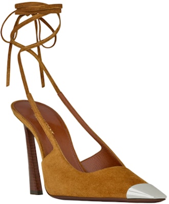 (Women) Saint Laurent Blade 'Brown Suede Pointed Toe Lace-Up Stilettos' 7314470LINN2537 Shop (Women) Saint Laurent Blade 'Brown Suede Pointed Toe Lace-Up Stilettos' 7314470LINN2537
