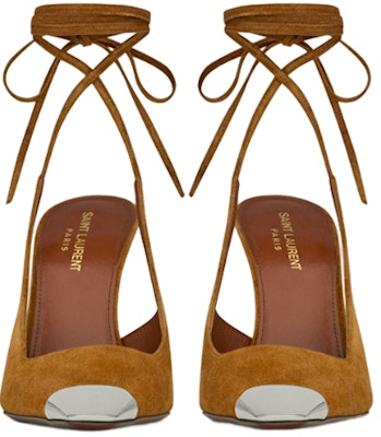 (Women) Saint Laurent Blade 'Brown Suede Pointed Toe Lace-Up Stilettos' 7314470LINN2537 Purchase (Women) Saint Laurent Blade 'Brown Suede Pointed Toe Lace-Up Stilettos' 7314470LINN2537