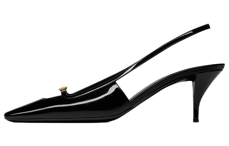 (Women) Saint Laurent Blade 'Patent Black Slingback' 7096021TV001000
