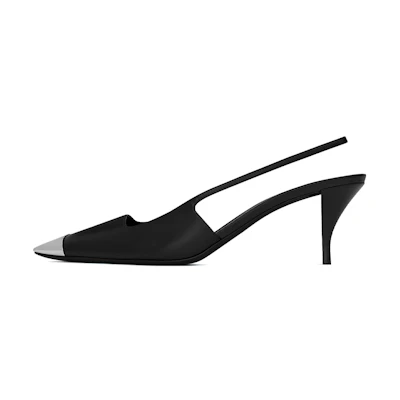 (W) Saint Laurent Blade Black 'Smooth Leather Slingback Pumps'