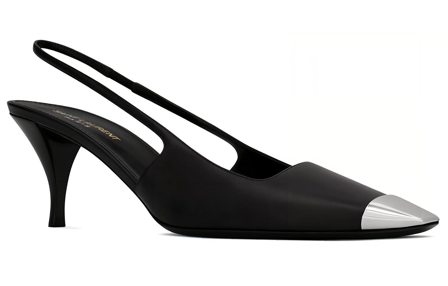Lookbook (W) Saint Laurent Blade Hitam 'Slingback Tumit Kulit Licin' 660540AKPNN1000