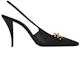 Order (W) Saint Laurent Blade Slingback Pump Hitam Kulit Patent Corak Buaya 7091692YZA11000