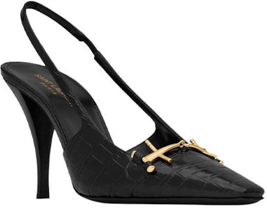 (W) 생 로랑 블레이드 슬링백 펌프 블랙 악어 가죽 (48 characters) 7091692YZA11000 Lookbook (W) 생 로랑 블레이드 슬링백 펌프 블랙 악어 가죽 (48 characters) 7091692YZA11000