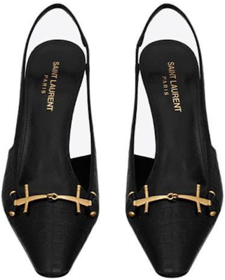 (Women) Saint Laurent Blade Slingback Pump Black Crocodile-Embossed Patent Leather 7091692YZA11000 Shop (Women) Saint Laurent Blade Slingback Pump Black Crocodile-Embossed Patent Leather 7091692YZA11000