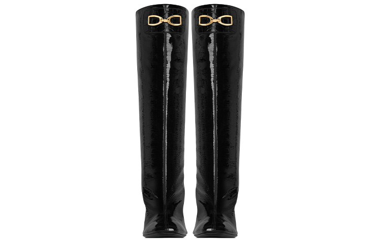 Shop (W) 생로랑 블랙 페이턴트 하이탑 부츠 66763625WA01000