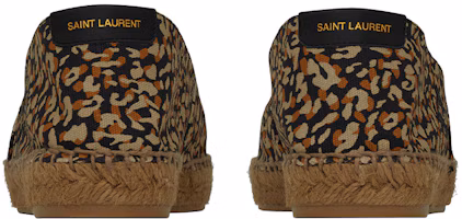 Purchase SAINT LAURENT 聖羅蘭 帆布刺繡 時尚麻底平底鞋 女款 豹紋