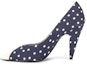Buy (W) Saint Laurent Heels Polos Biru Putih Polka Dot 64179214T104141