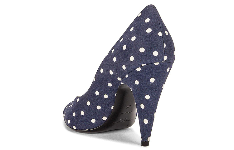 Lookbook (W) Saint Laurent Kanvas Tumit Tinggi 'Biru Putih Polka Dot' 64179214T104141