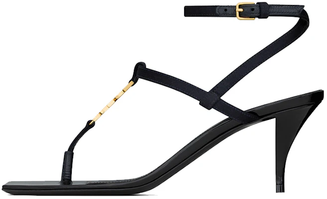 SAINT LAURENT CASSANDRA 絲綢 小貓跟方頭 時尚涼鞋 6公分 女款 深藍黑 Buy SAINT LAURENT CASSANDRA 絲綢 小貓跟方頭 時尚涼鞋 6公分 女款 深藍黑