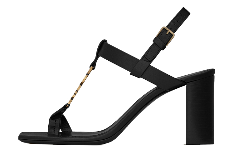 (Women) Saint Laurent Cassandra 'Elegant Buckle Block Heel Sandal Black' 658198DWETT1000