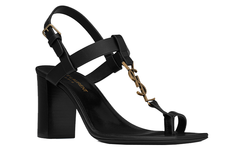 Lookbook (W) Saint Laurent Cassandra 'Sandal Hak Blok Gesper Elegan Hitam' 658198DWETT1000